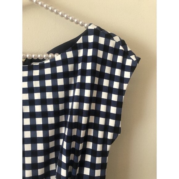 Kate Spade Womens Size S Gingham Ponte Fiorella Dress Blue White Fit Flare - Picture 3 of 6